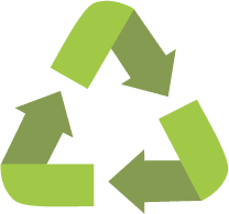 A green recycling symbol on a black background.